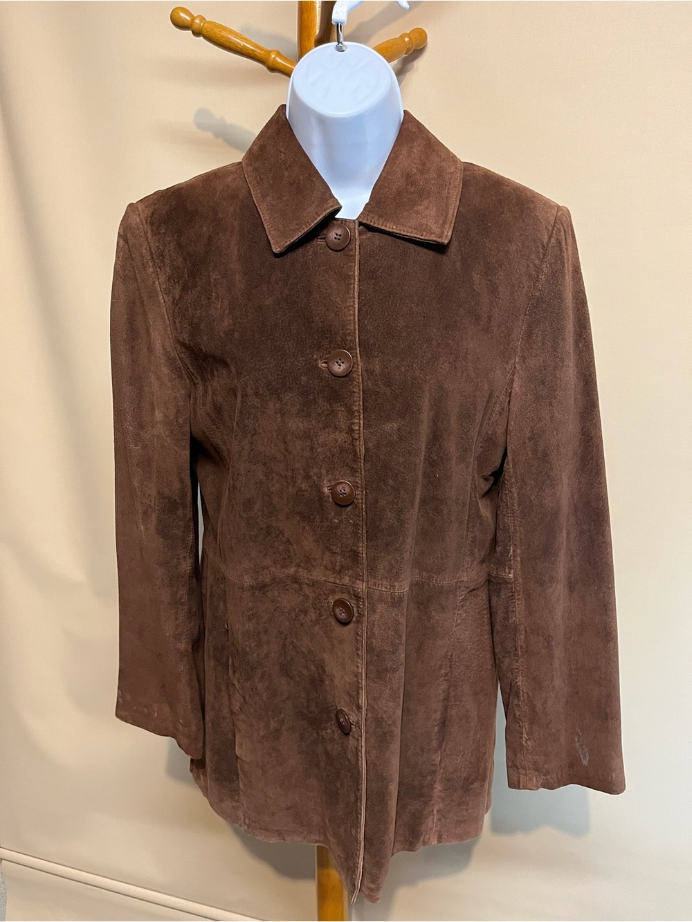 Women's Vintage St. John’s Bay Brown Suede Button-Front Jacket Size Small